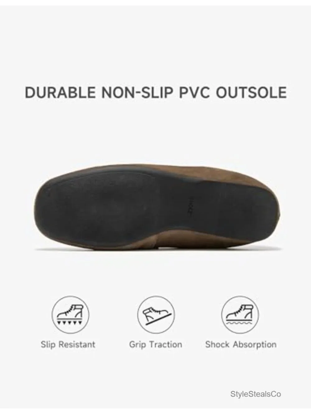 Genuine Leather Suede Loafers, Square Toe Slip On Dress Shoes for Women